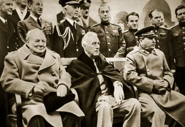 De tre stora på Jaltakonferensen. Premiärminister Churchill, president Roosevelt och Generalissimus Stalin, februari 1945